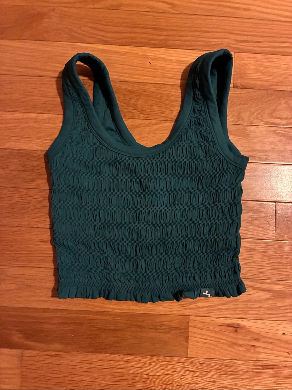 JoyLab Teal Smocked Crop Tank Top